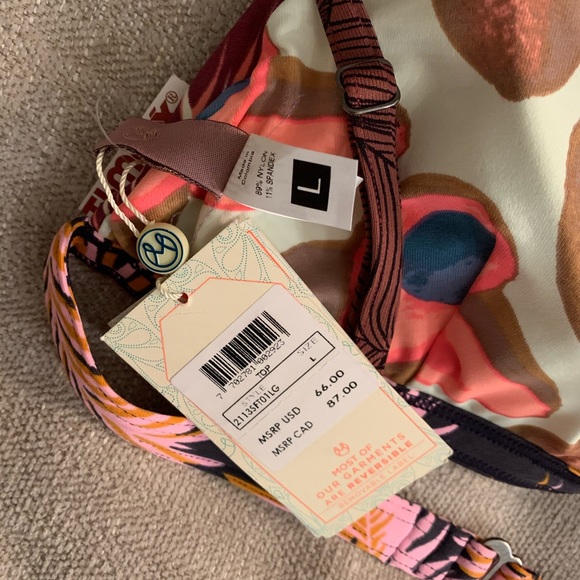 NWT Maaji burgundy Palm Leaf Print Bikini Ruffle - Picture 6 of 6